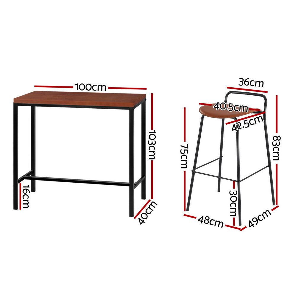 Bar Table and Stools Set Dining Desk Kitchen Chairs Cafe Pub