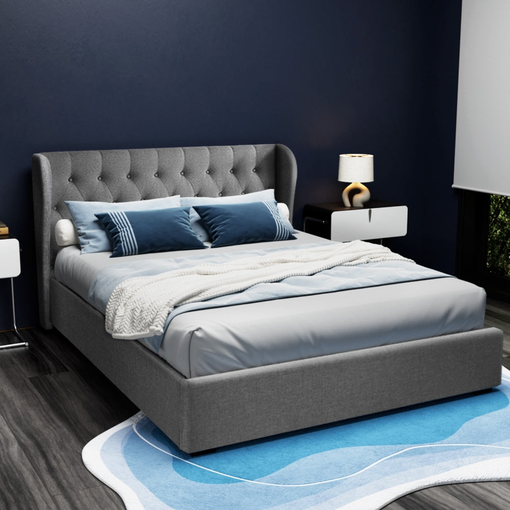 ISSA Bed Frame Queen Size Gas Lift Grey