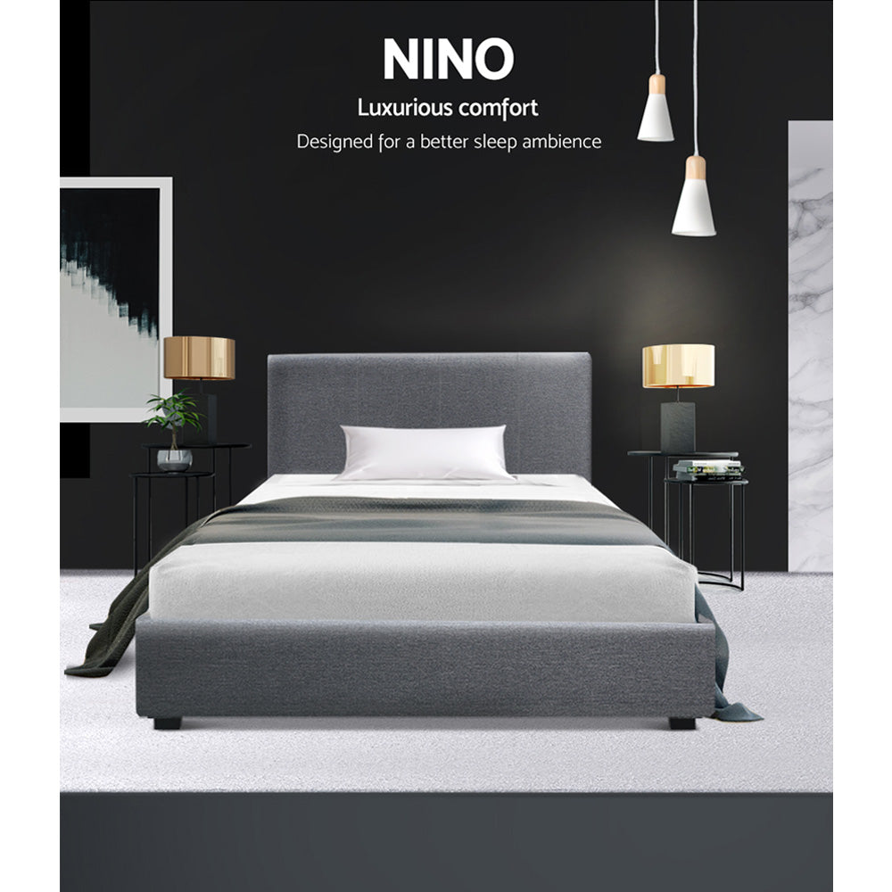 NINO Bed Frame King Single Size Gas Lift Grey