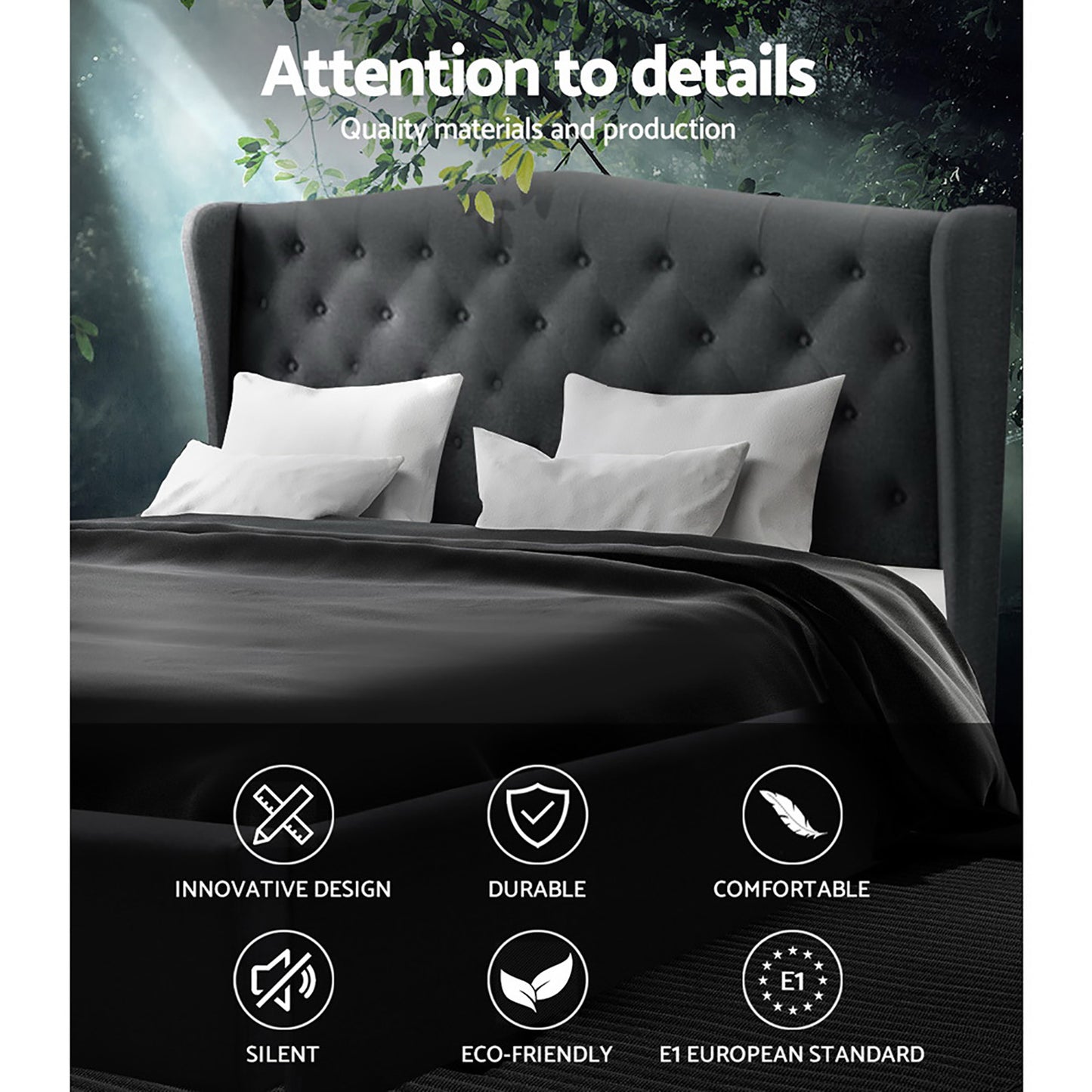 PIER Bed Frame King Size Charcoal