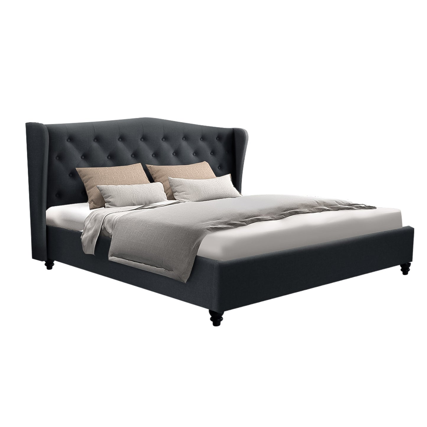 PIER Bed Frame Queen Size Charcoal