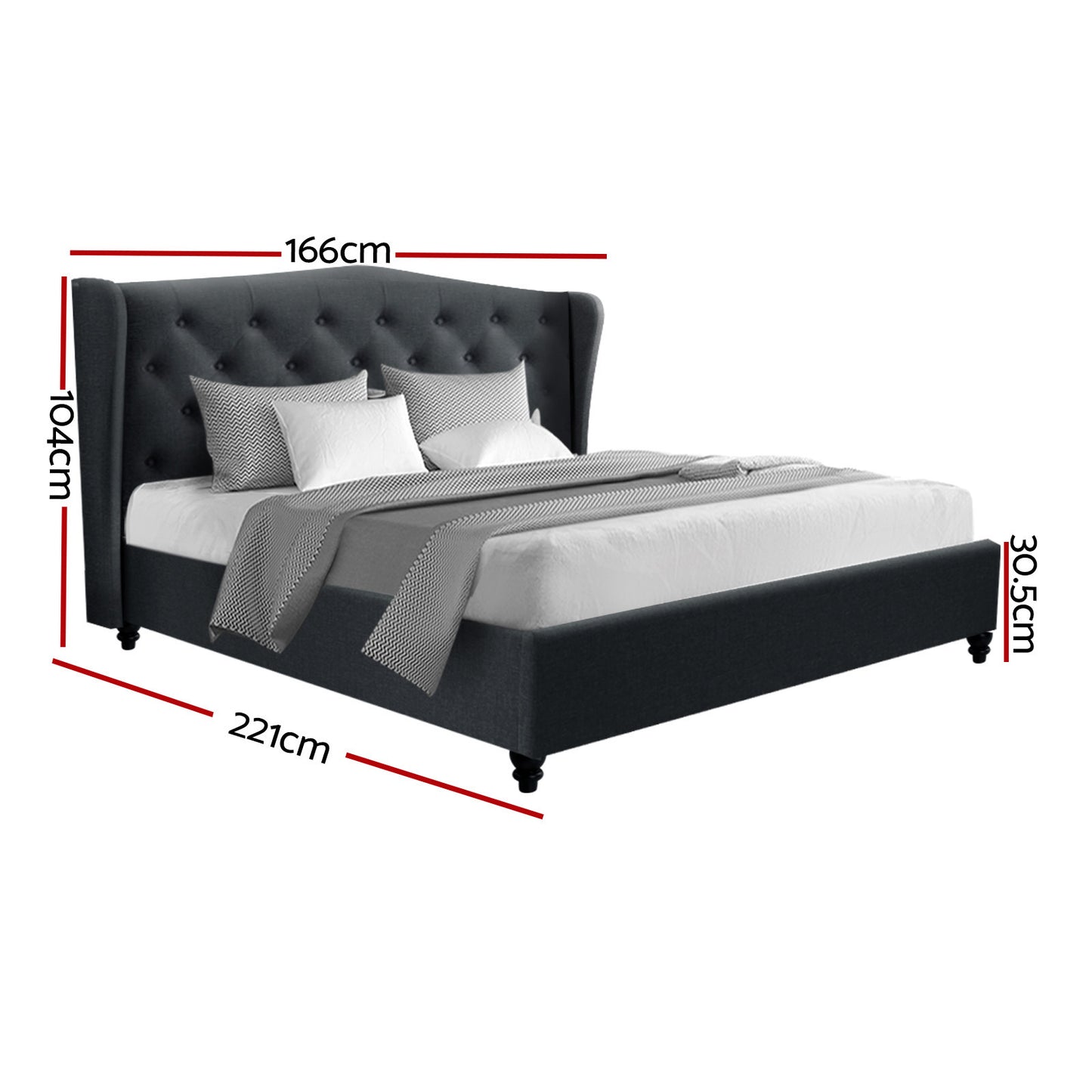 PIER Bed Frame Queen Size Charcoal