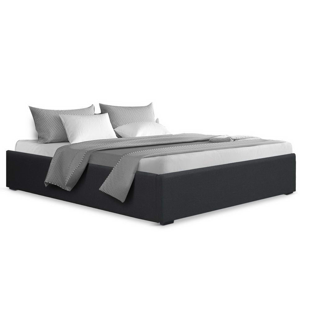 TOKI Bed Frame Double Size Gas Lift Base Charcoal