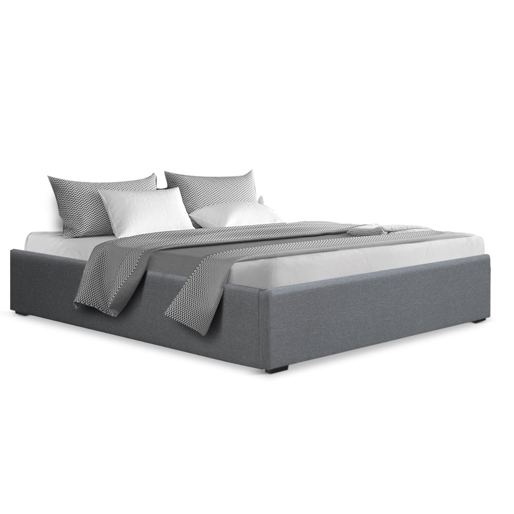 TOKI Bed Frame Double Size Gas Lift Base Grey