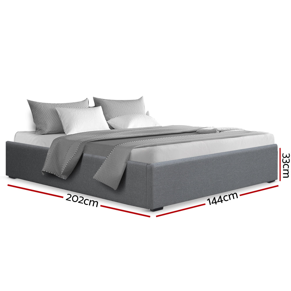 TOKI Bed Frame Double Size Gas Lift Base Grey