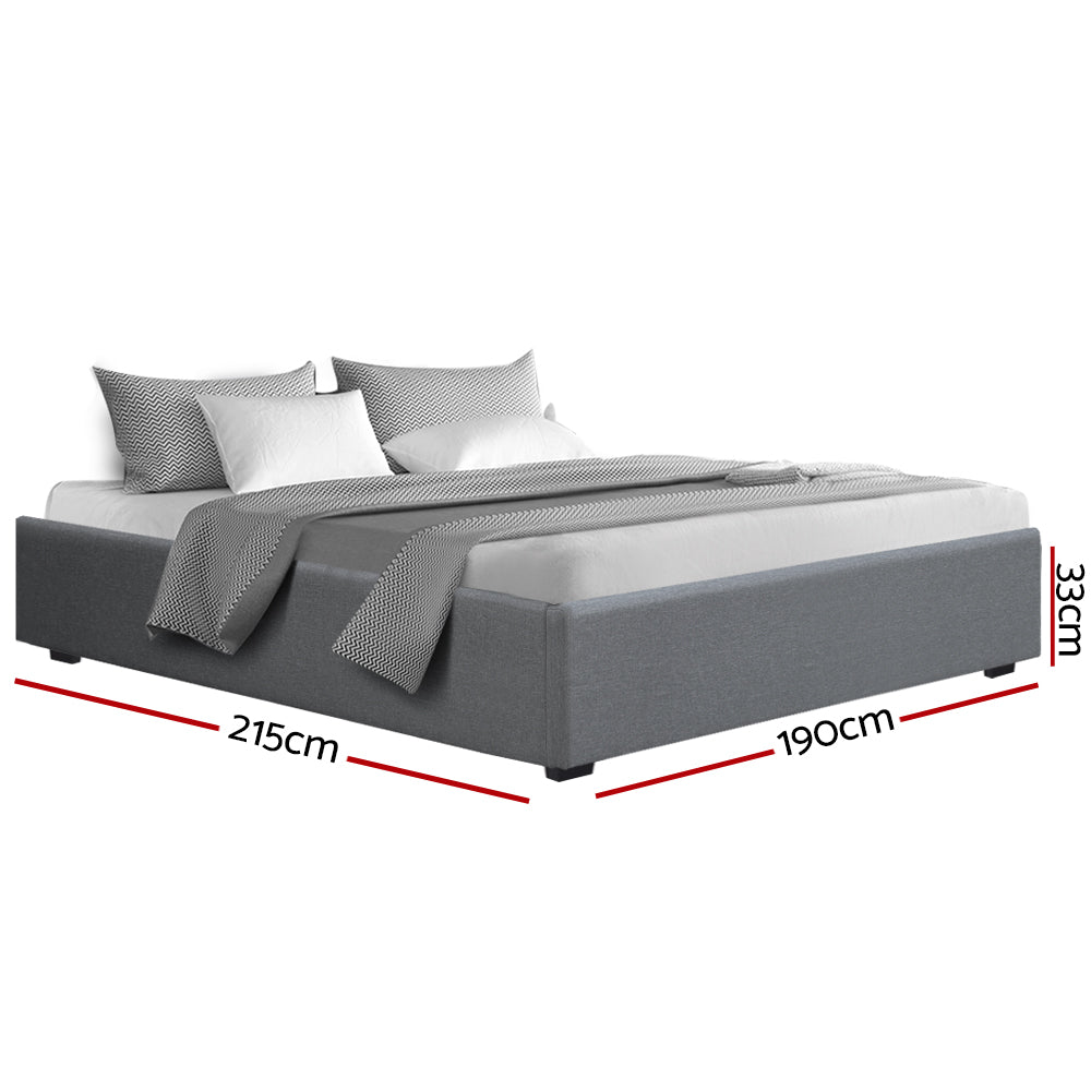 TOKI Bed Frame King Size Gas Lift Base Grey