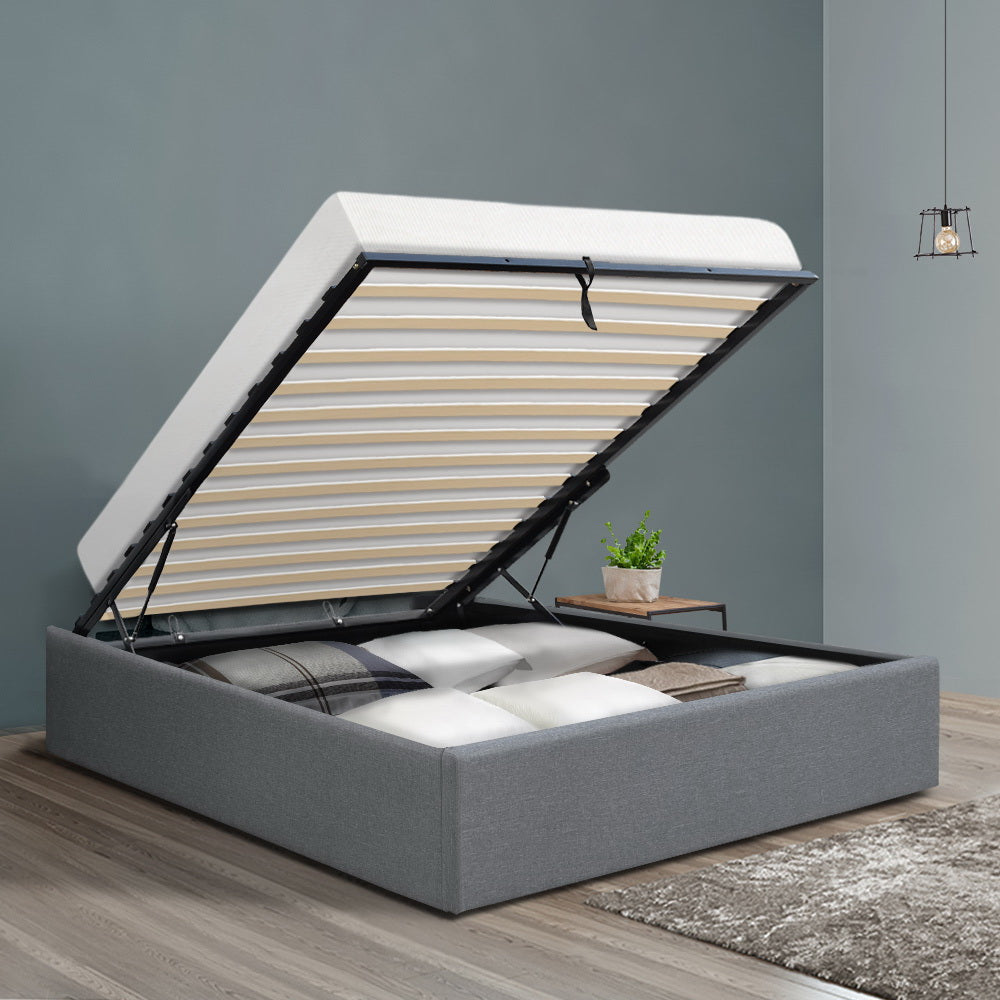 TOKI Bed Frame King Single Size Gas Lift Base Grey