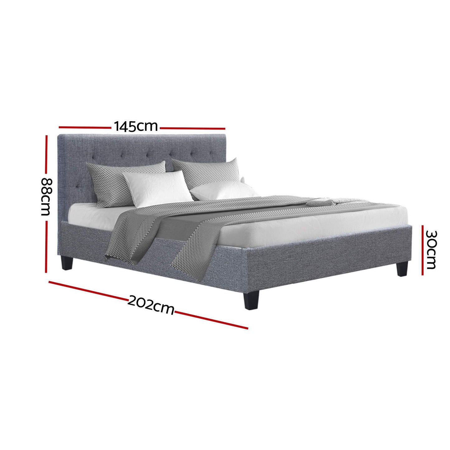 VANKE Bed Frame Double Size Grey