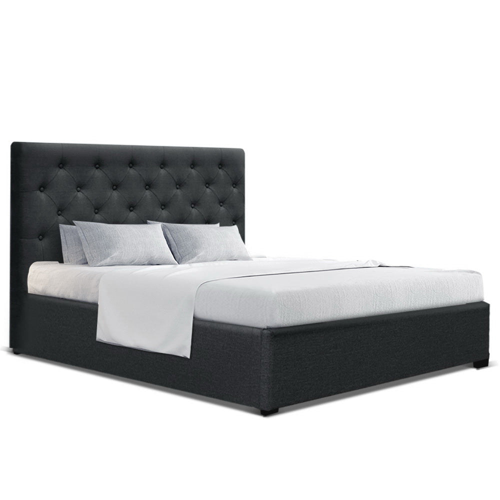 VILA Bed Frame Double Size Gas Lift Charcoal
