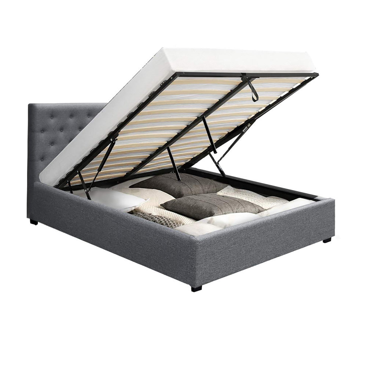 VILA Bed Frame Double Size Gas Lift Grey