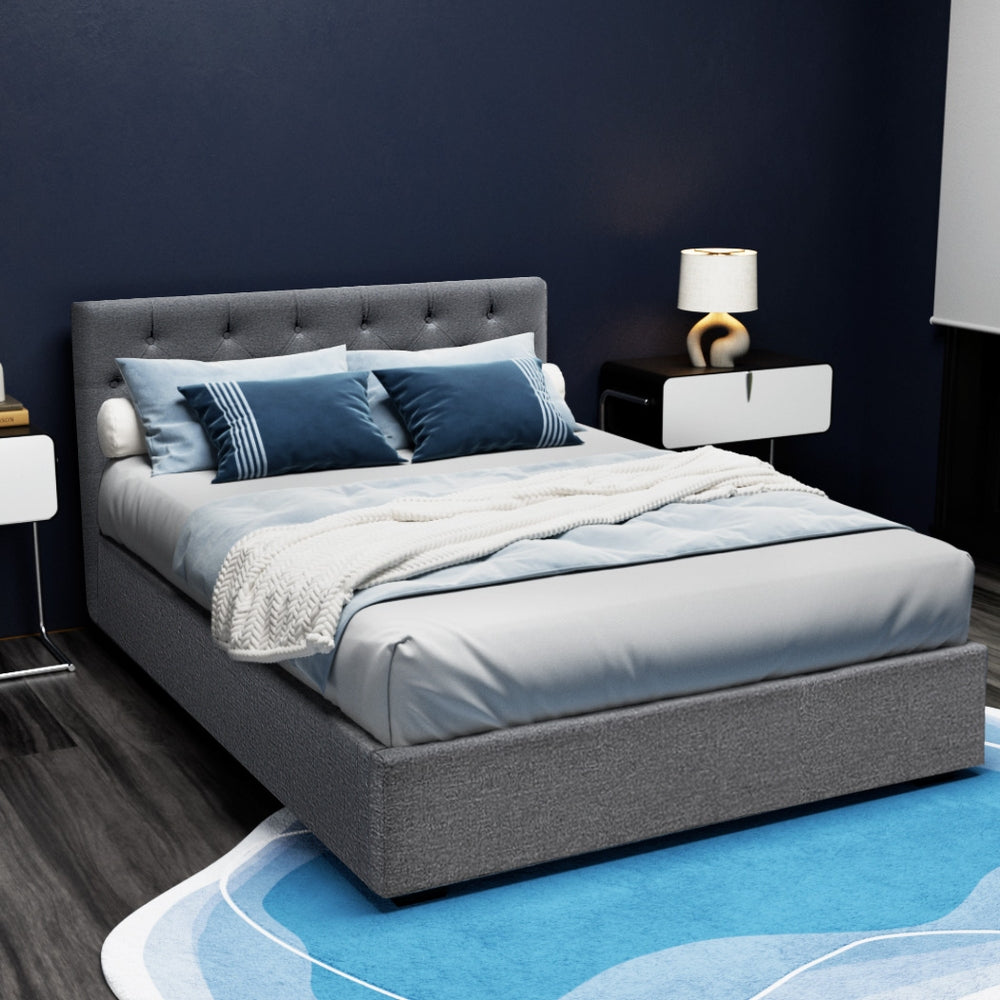 VILA Bed Frame Double Size Gas Lift Grey