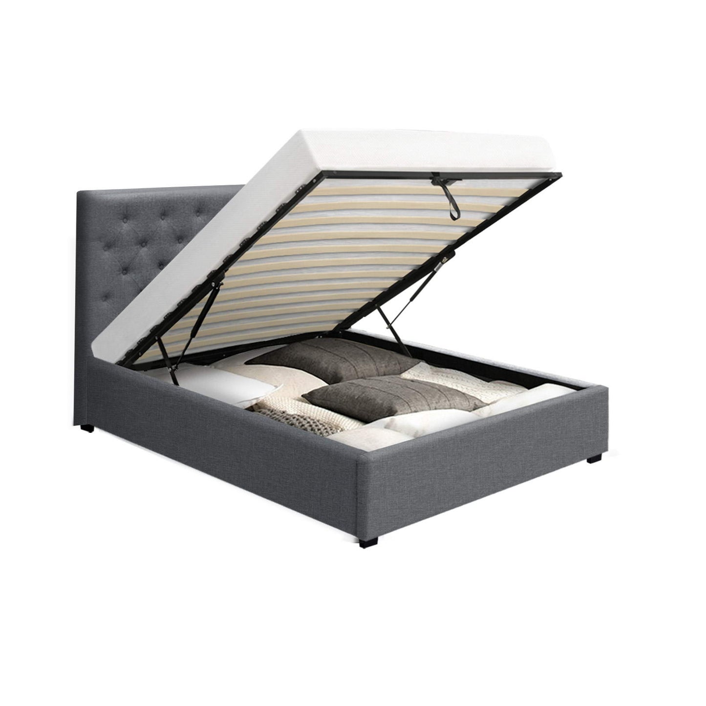 VILA Bed Frame King Single Size Gas Lift Grey