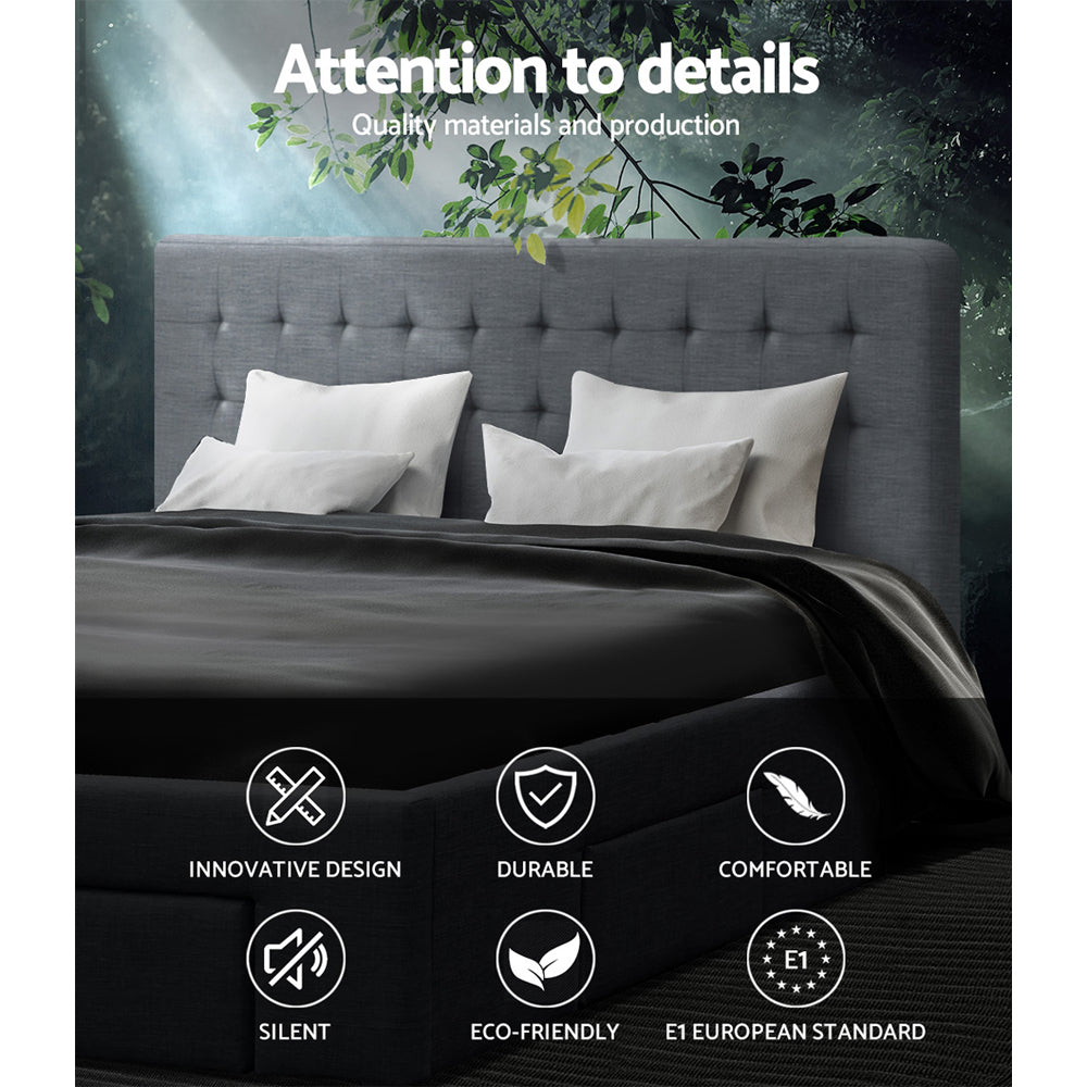 AVIO Bed Frame Queen Size with 4 Drawers Grey