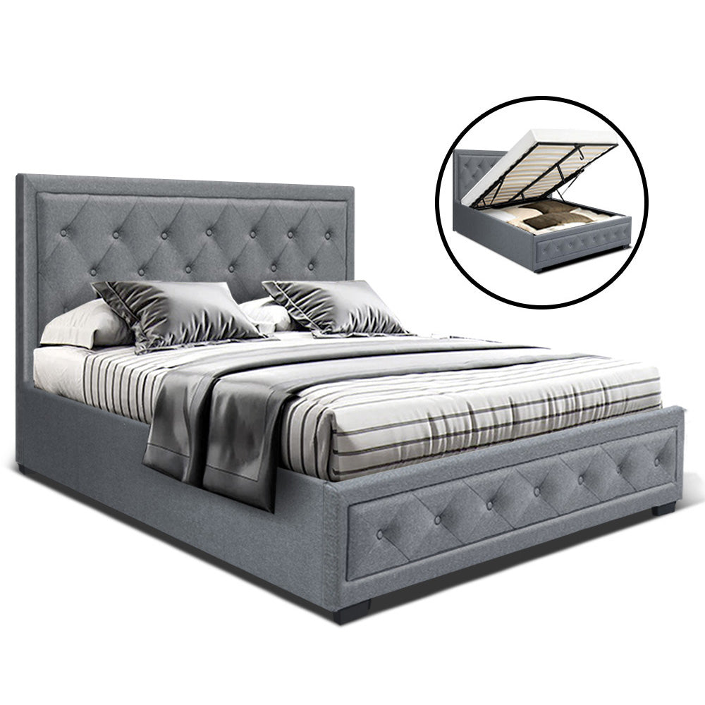TIYO Bed Frame Double Size Gas Lift Grey