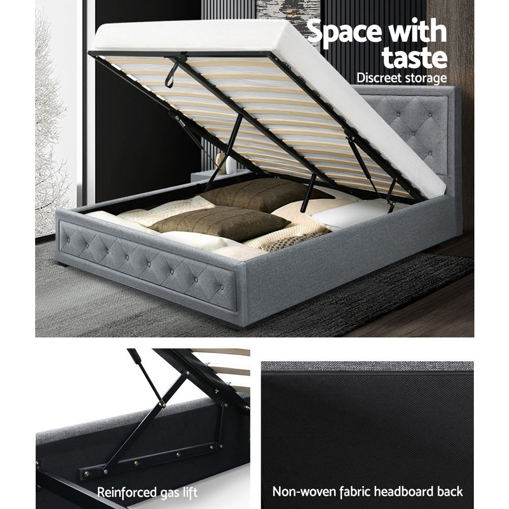 TIYO Bed Frame Double Size Gas Lift Grey