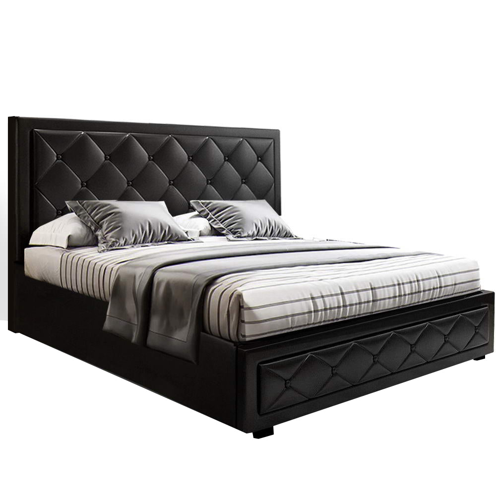 TIYO Bed Frame Double Size Gas Lift Black