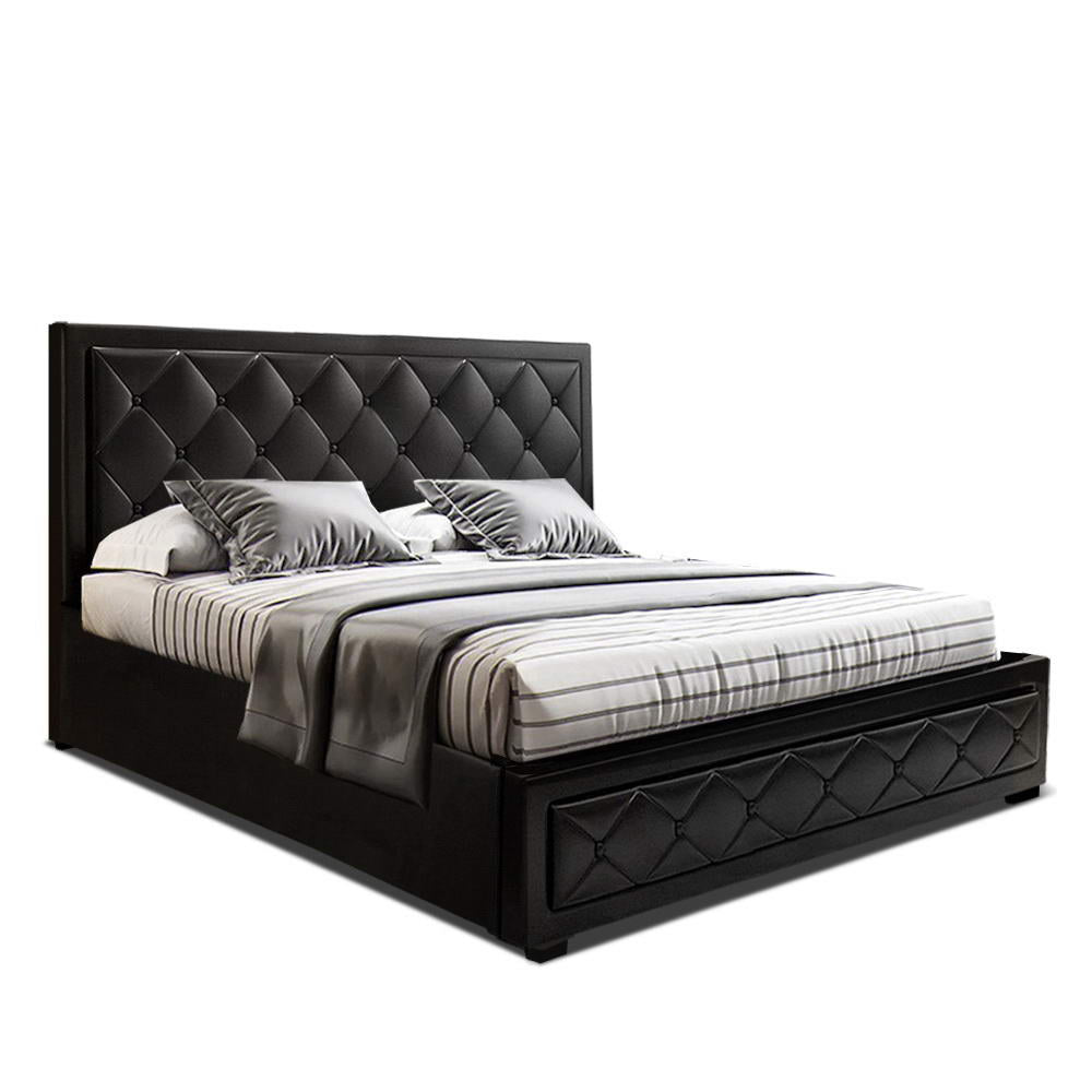 TIYO Bed Frame Queen Size Gas Lift Black