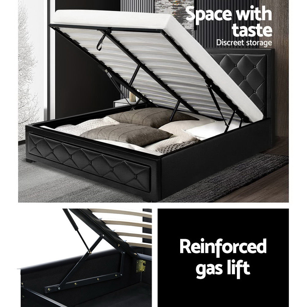 TIYO Bed Frame Queen Size Gas Lift Black