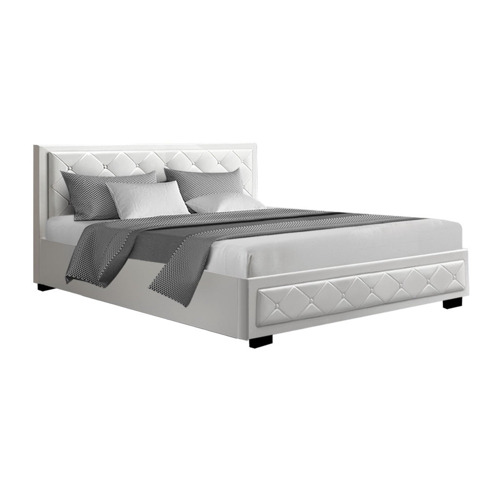 TIYO Bed Frame King Size Gas Lift White
