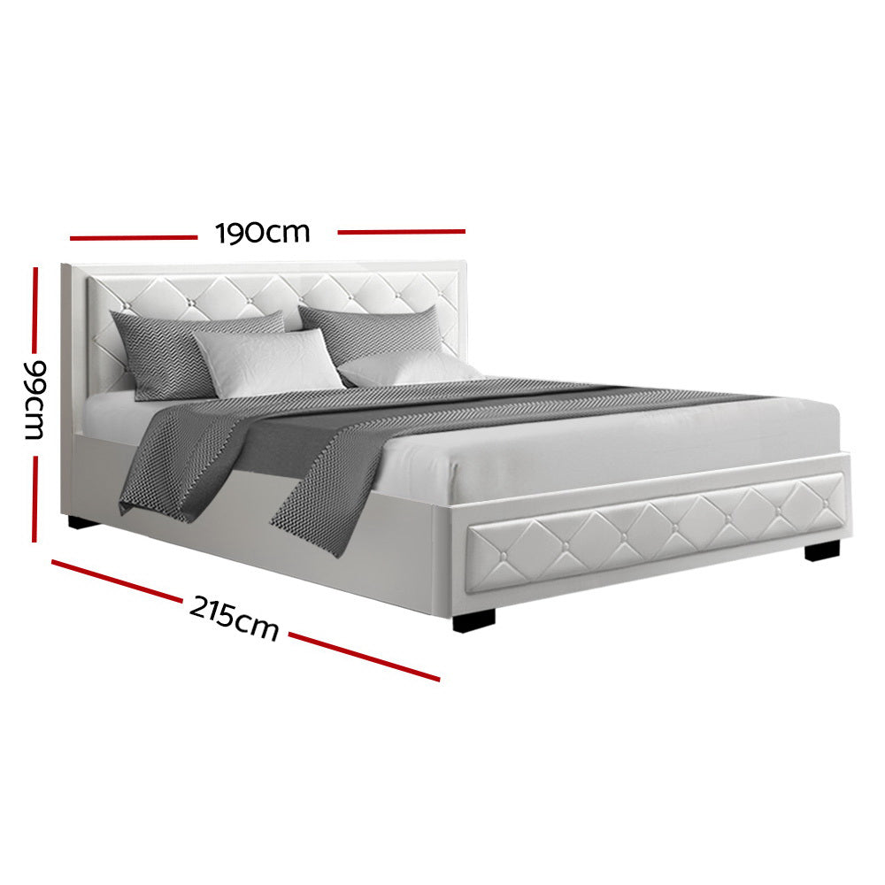 TIYO Bed Frame King Size Gas Lift White