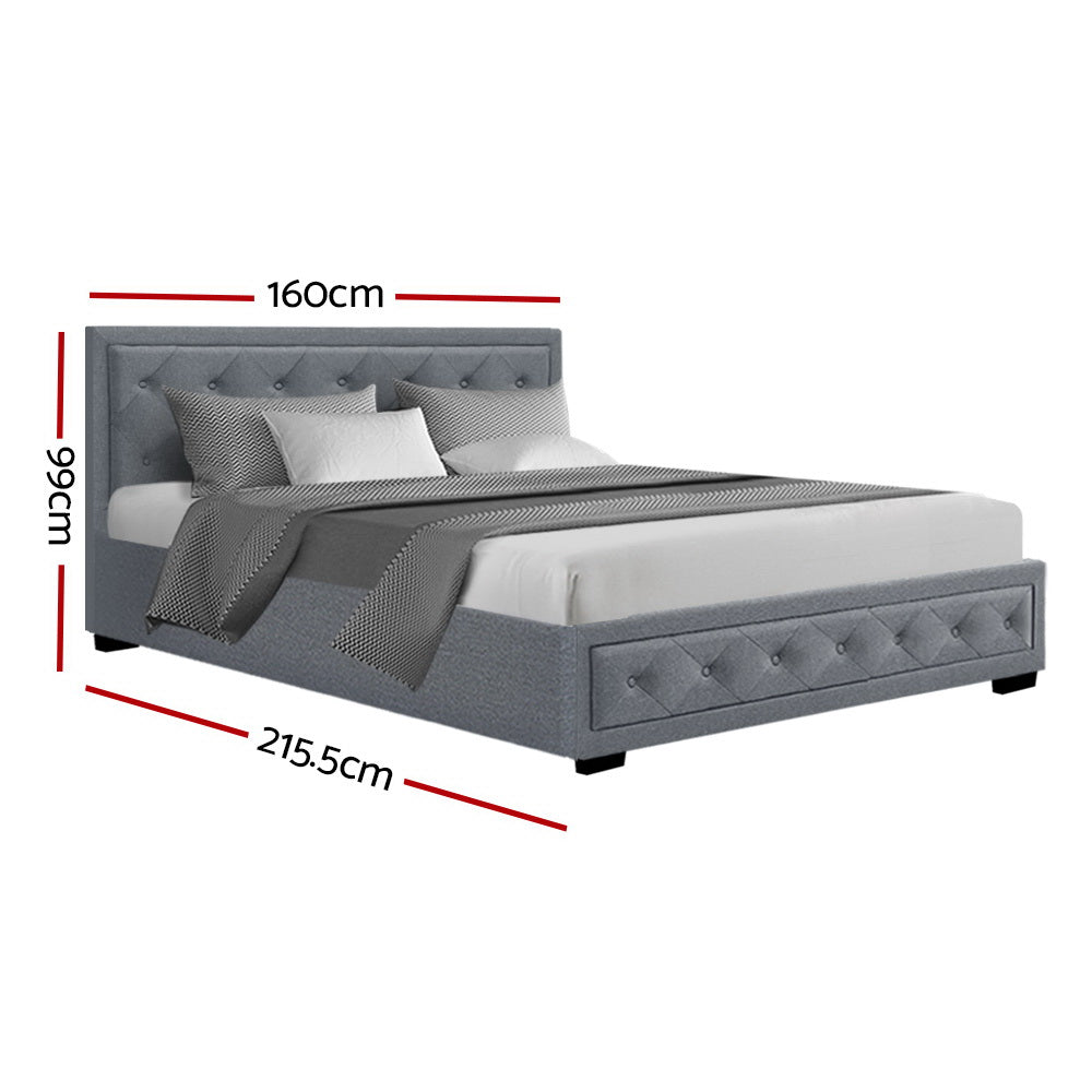 TIYO Bed Frame Queen Size Gas Lift Grey
