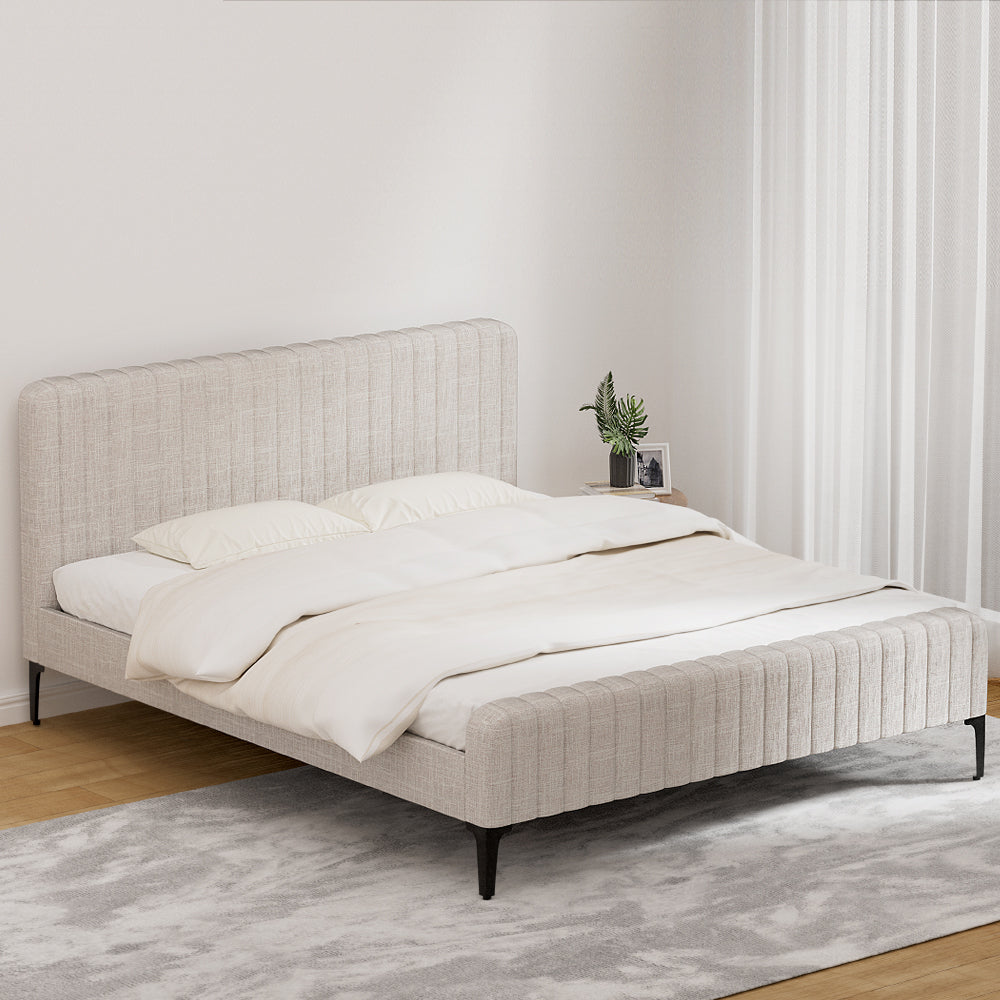 AMMY Bed Frame King Size Beige