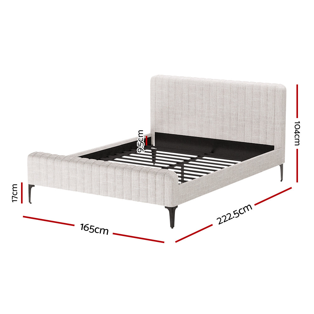 AMMY Bed Frame Queen Size Beige