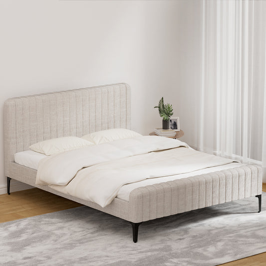 AMMY Bed Frame Queen Size Beige