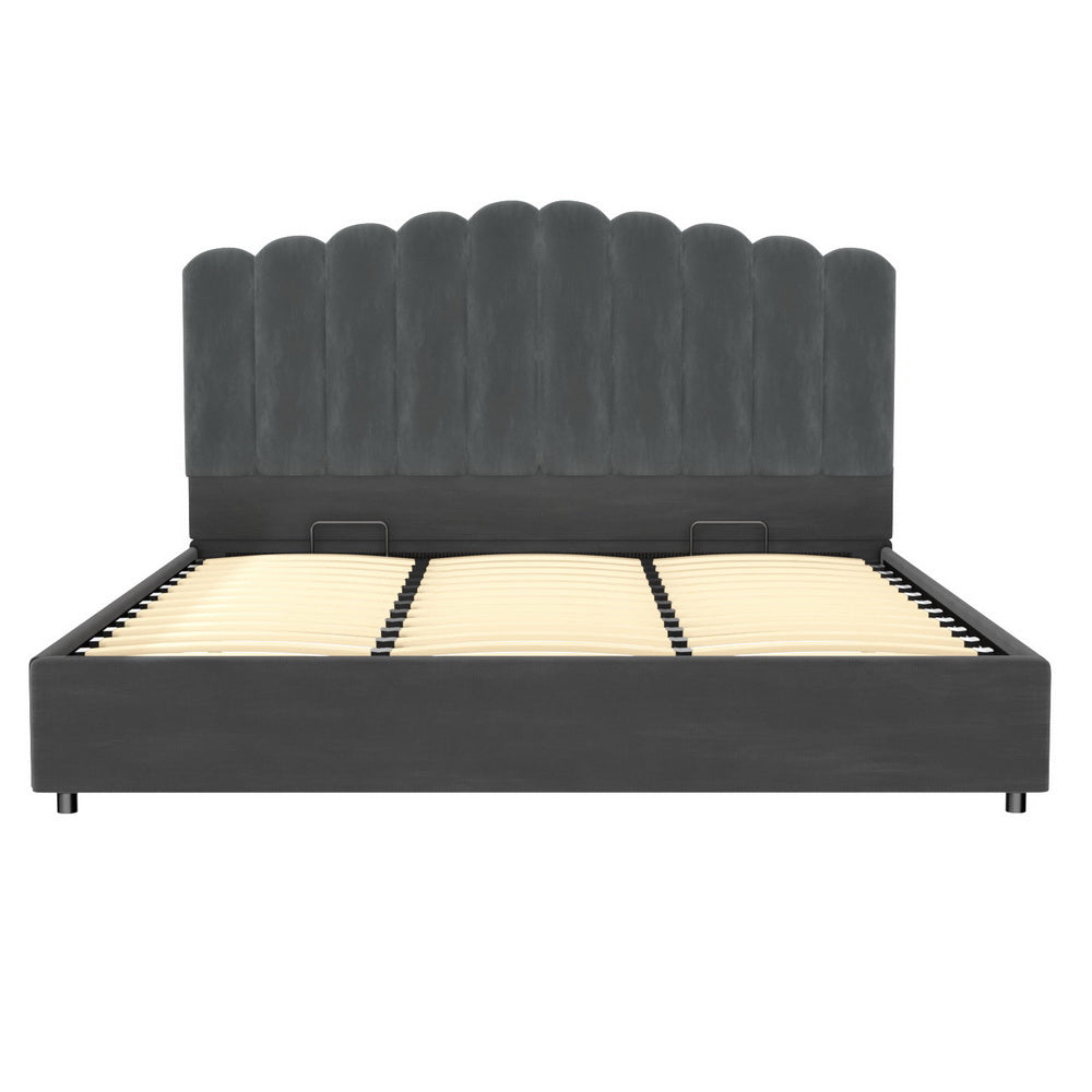 FION Bed Frame King Size Velvet Grey