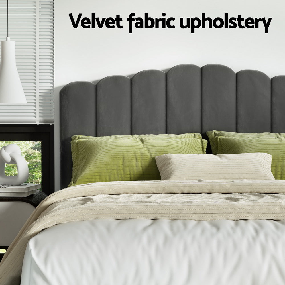 FION Bed Frame King Size Velvet Grey