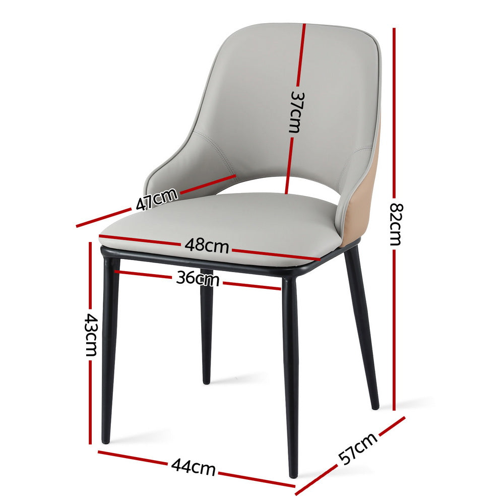 1x Dining Chair Hollow PU Leather Kitchen Lounge Cafe Accent Chairs Grey