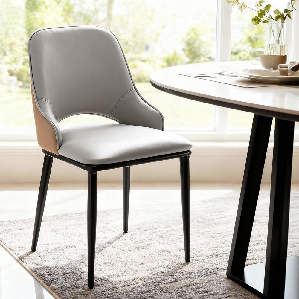 1x Dining Chair Hollow PU Leather Kitchen Lounge Cafe Accent Chairs Grey