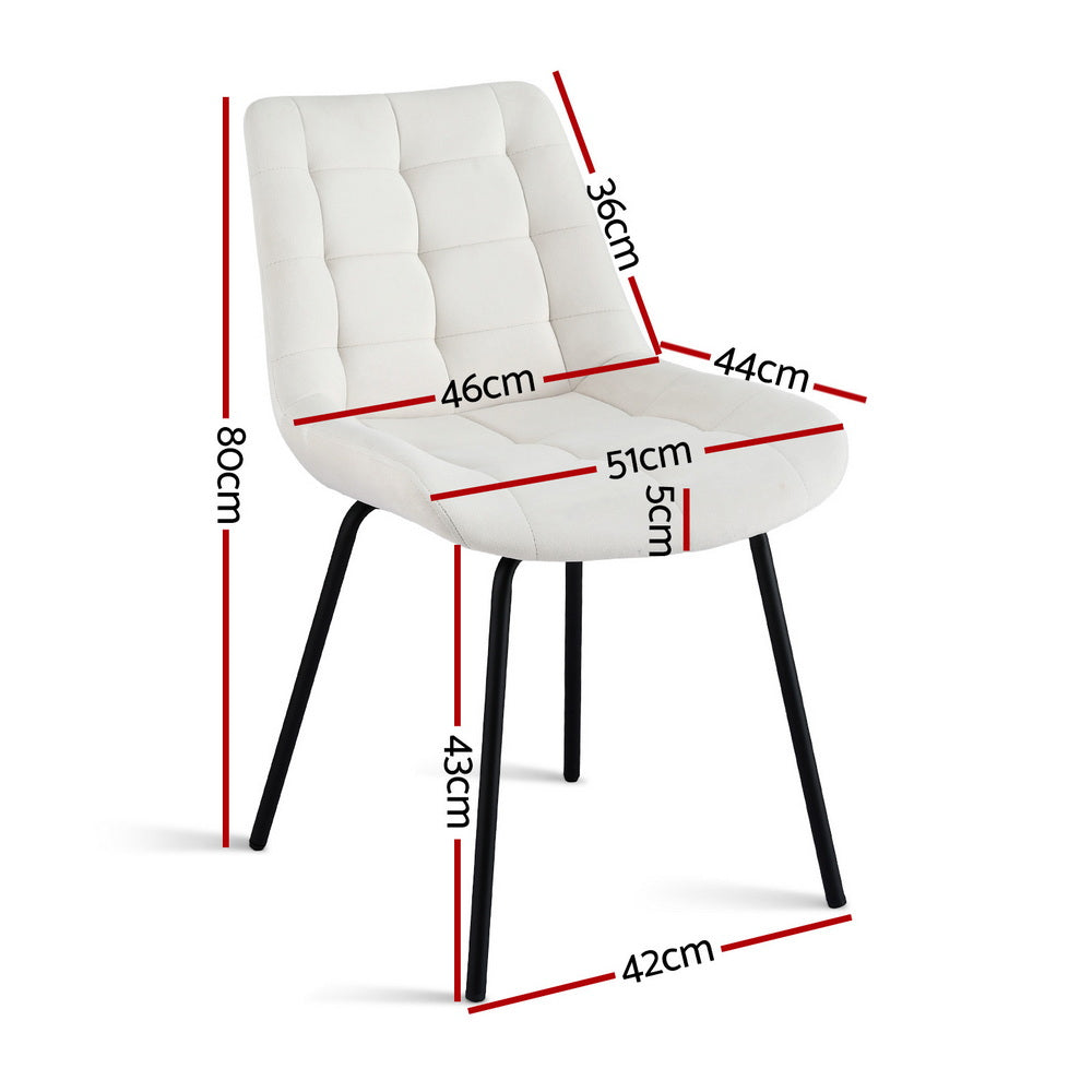 2x Dining Chairs Velvet Tufted Kitchen Lounge Cafe Accent Chair Beige