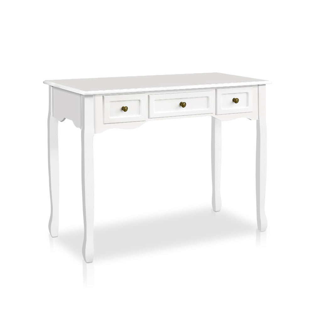 White Hamptons Console Table 3 Drawers
