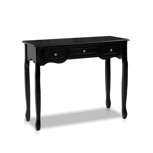 Black Hamptons Console Table 3 Drawers