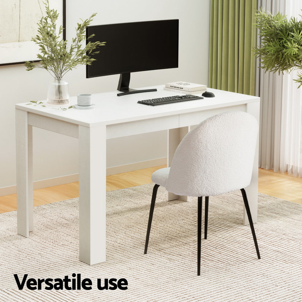 Dining Table and 4 Chairs Set White Sherpa
