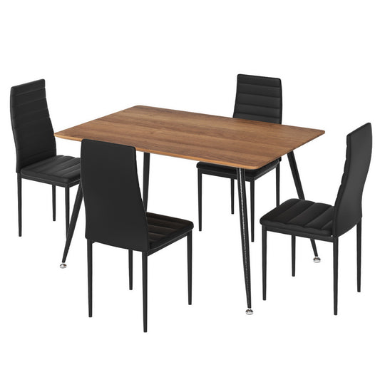 1 Metal Dining Table and 4 Chairs Set Rectangle