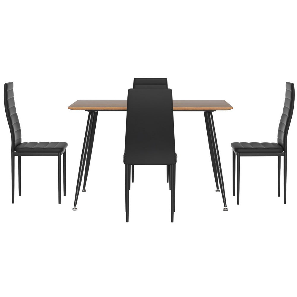 1 Metal Dining Table and 4 Chairs Set Rectangle