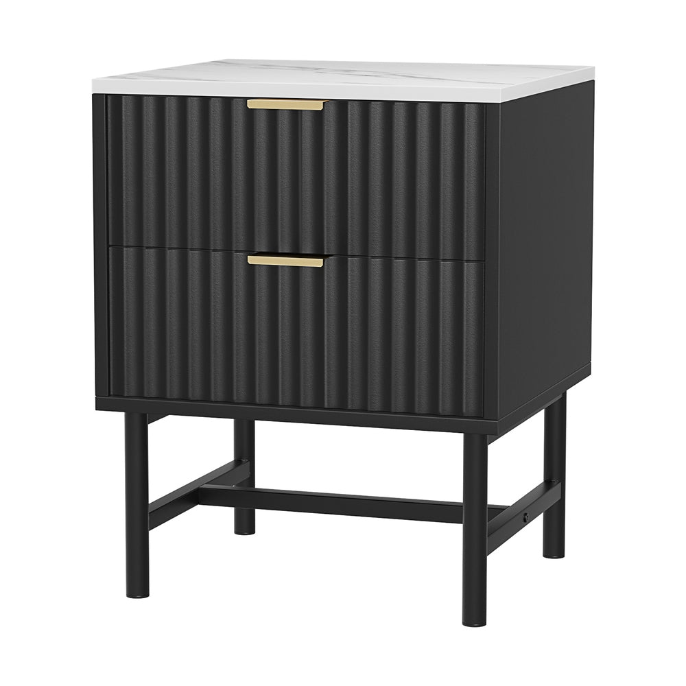Black Bedside Table 2 Drawers