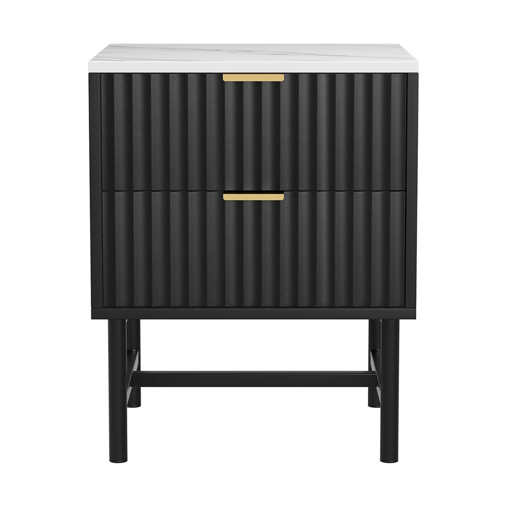 Black Bedside Table 2 Drawers