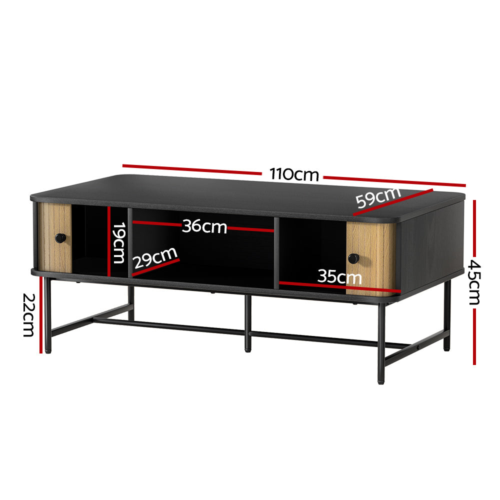 Boris Coffee Table Sliding Drawer Door Black