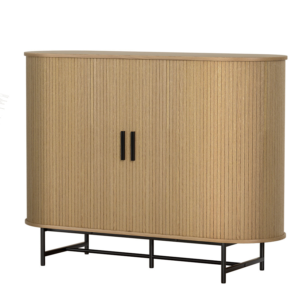 PIIA Buffet Sideboard Cupboard Cabinet Sliding Doors Pantry Storage Oak