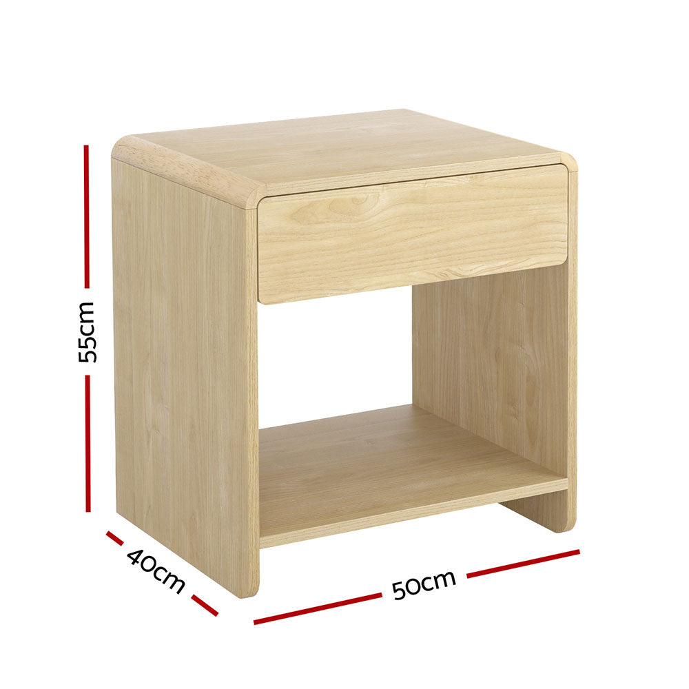 Pine Bedside Table Drawer Open Shelf