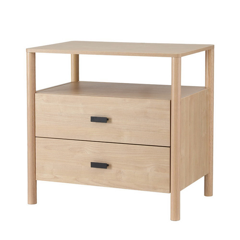 Pine Bedside Table Nightstand 2 Drawers