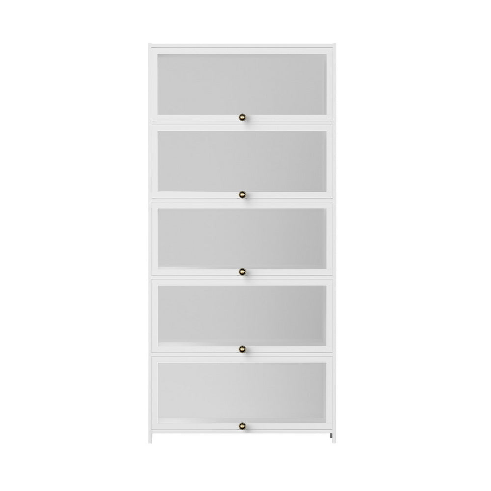 5-Tier Display Cabinet Storage Bookshelf Clear Shelf White