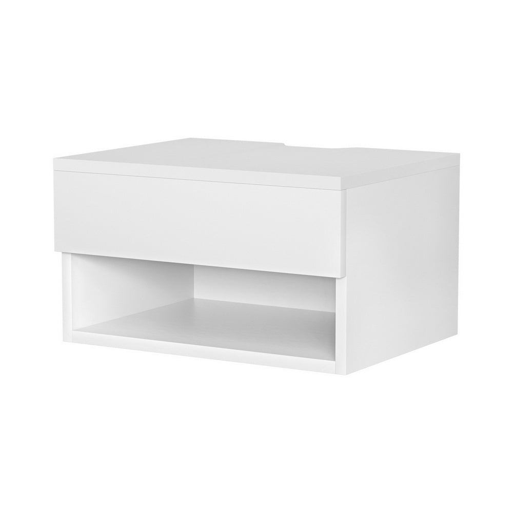 White Floating Bedside Table Nightstand Drawer