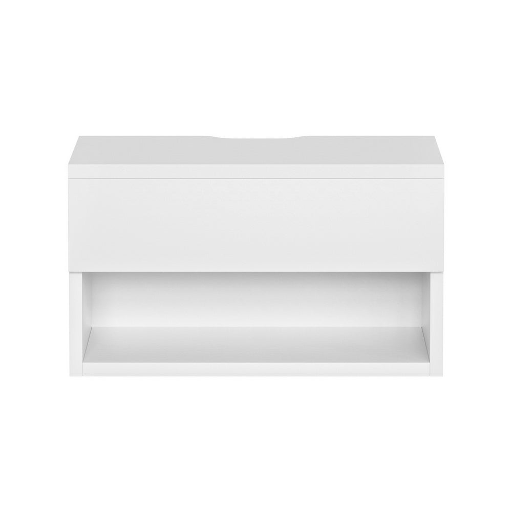 White Floating Bedside Table Nightstand Drawer
