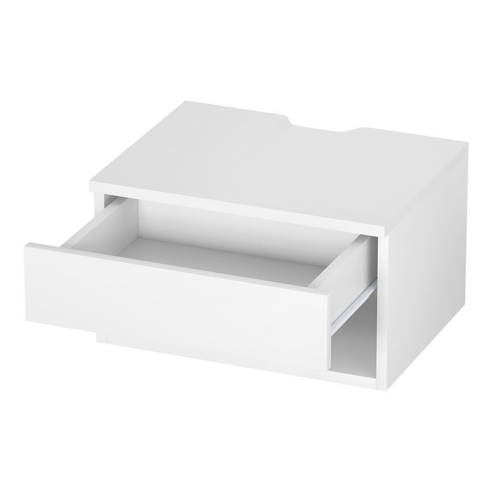 White Floating Bedside Table Nightstand Drawer