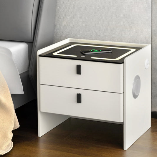 BESS White Smart Bedside Table Wireless Charging