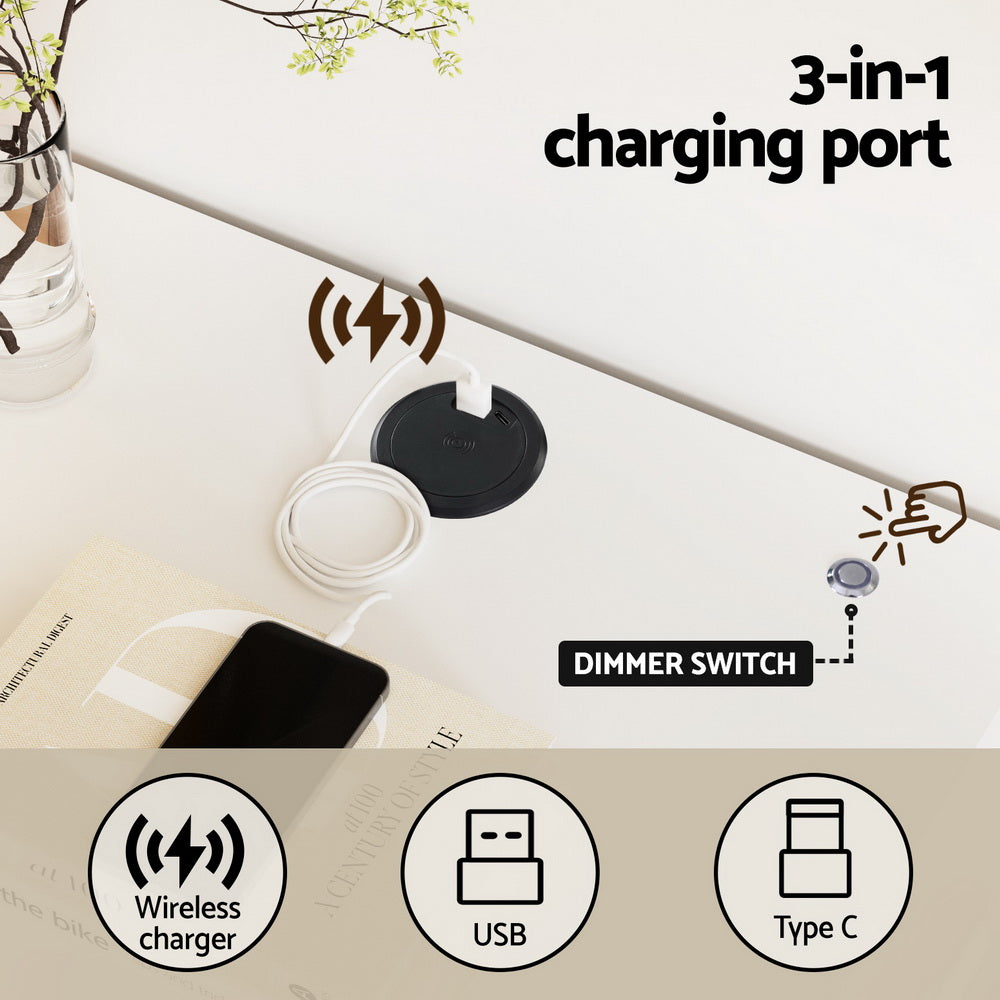 Ada Smart Bedside Table LED Wireless Charging